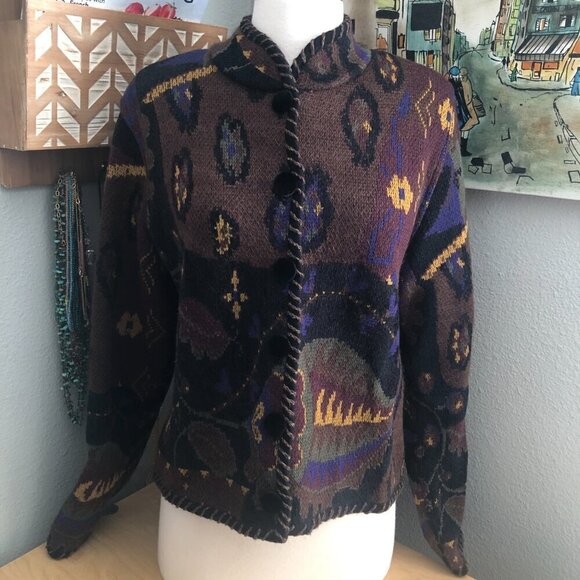 Vintage Doncaster Wool Velvet Mohair Cardigan Sweater - Gypsycore - Picture 1 of 8
